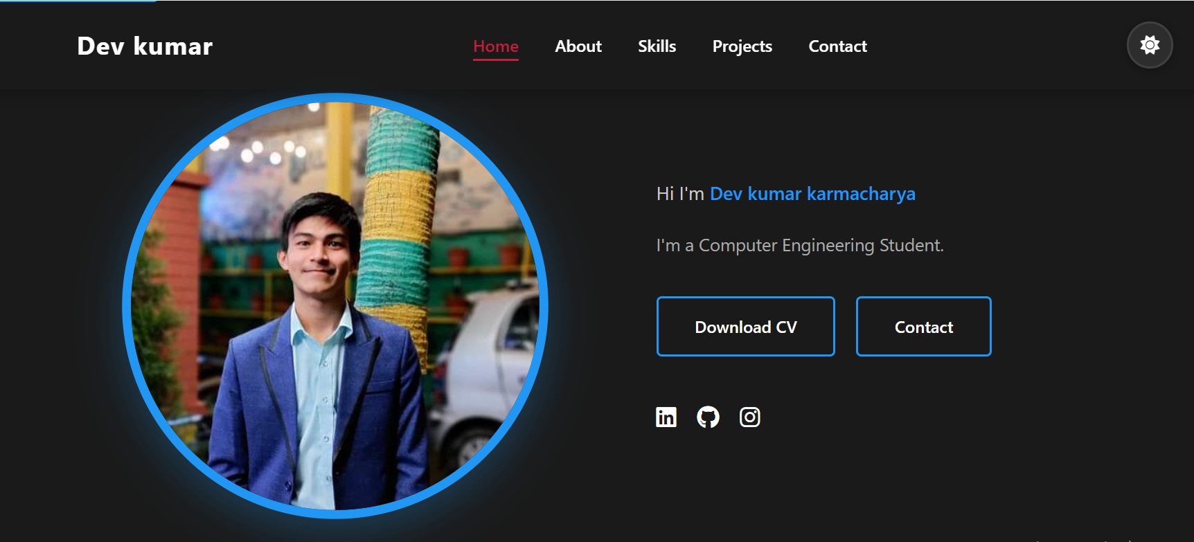 Portfolio website project screenshot
